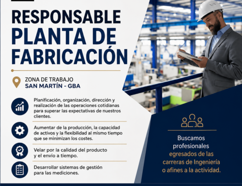Responsable de Planta de Fabricación –  Presencial – Zona de trabajo San Martín GBA